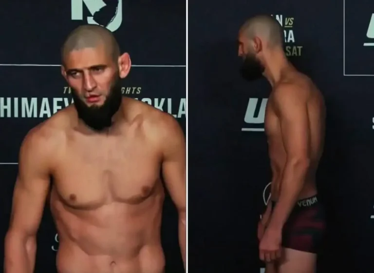Khamzat Chimaev weigh-in UFC 328 gewichtsverschil voor en na