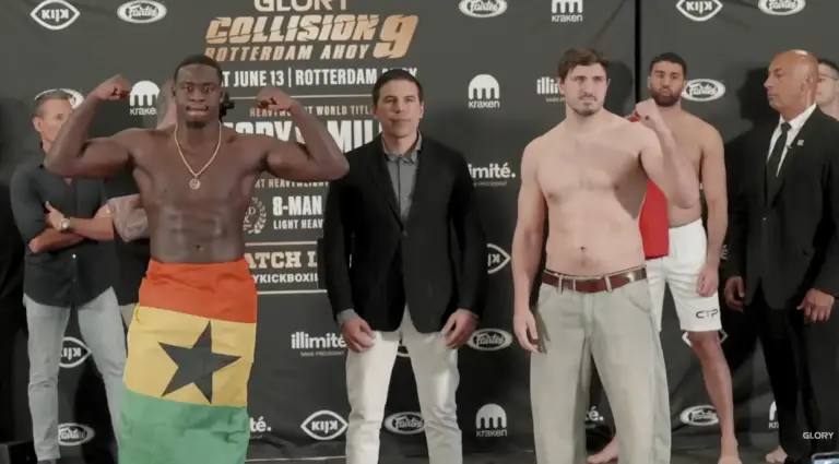 Michael Boapeah wint LHW GP kwartfinale 4 Artem Vakhitov GLORY Collision 9 Rotterdam